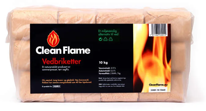 CleanFlame vedbriketter 10KG v:9475332