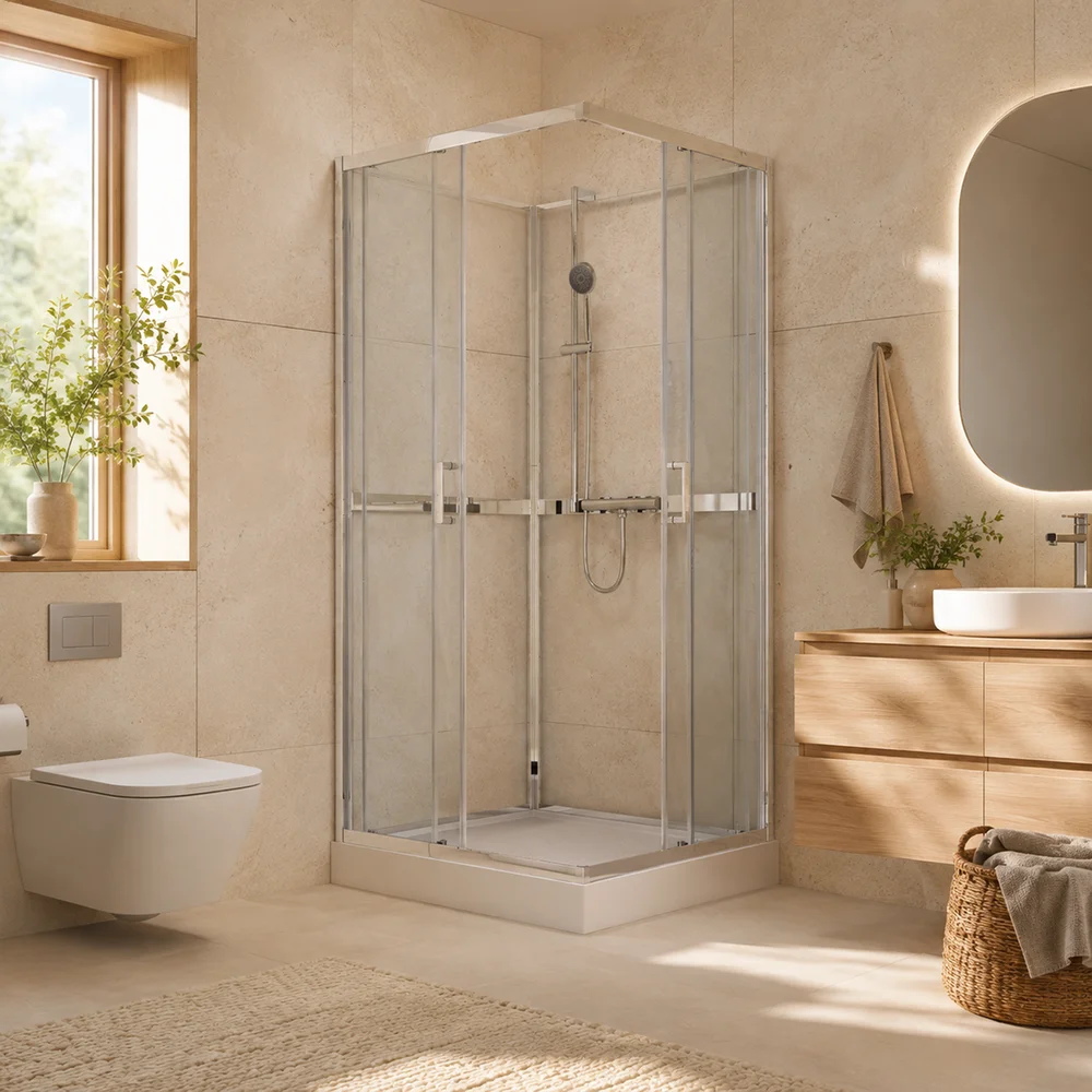 CELESTE TRENTO RETT DUSJKABINETT 80X80X208 CM M/SIKKERHETSFOLIE KROM v:5296963