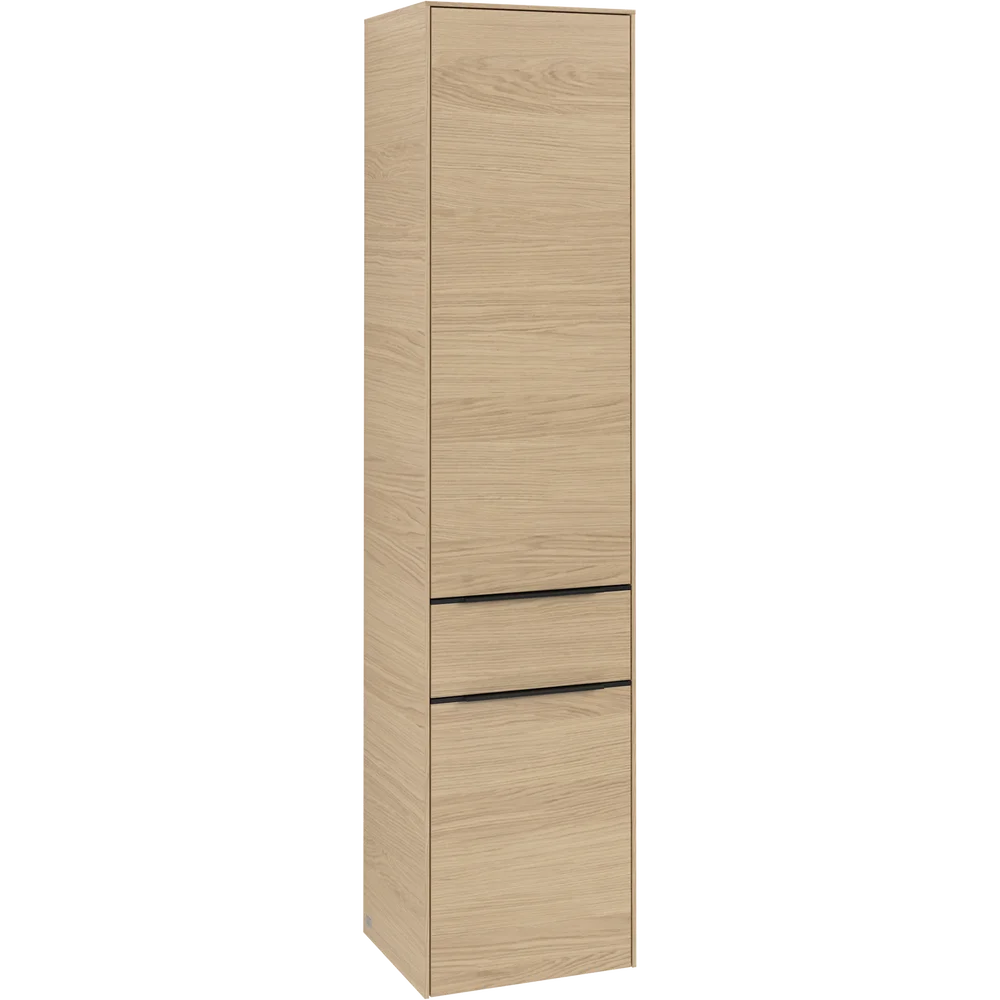 V&B SUBWAY 3.0 HØYSKAP 40X171 HØYRE 2 DØRER & SKUFF NORDIC OAK HÅNDTAK I VOLCANO BLACK v:7680708