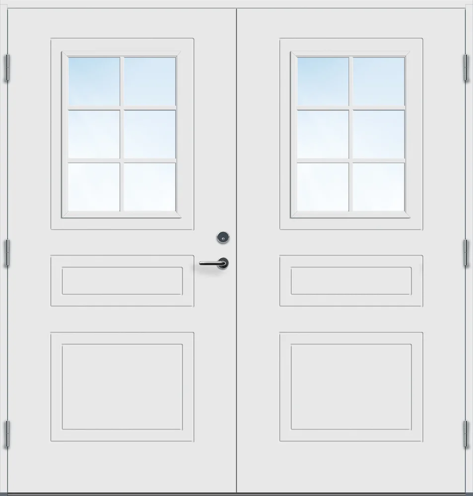 Ytterdør tofløyet Stryn med glass hvit venstre 130x200 cm v:6682306