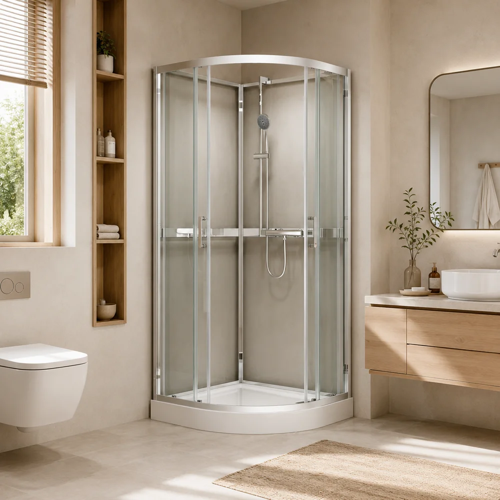 CELESTE TRENTO BUET DUSJKABINETT 90X90X208 CM M/SIKKERHETSFOLIE KROM v:4158230