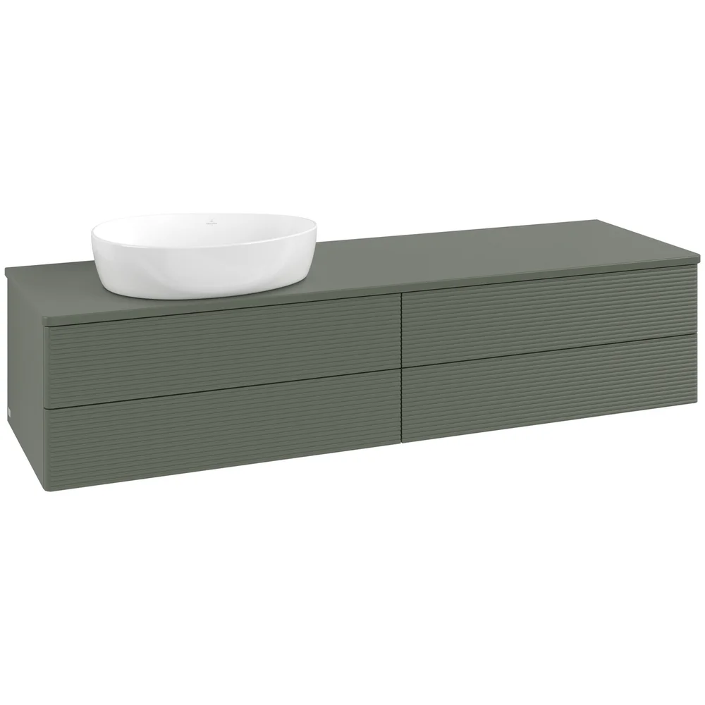 V&B ANTAO SERVANTSKAP 4 SKUFFER RILLET 1600X360X500 VENSTRE U/KRANHULL GRØNN v:5033613