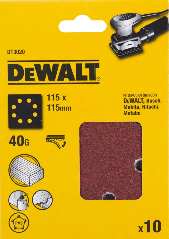 DeWalt DT3020 slipepapir 40K 10-pk v:1979904 DeWalt DT3020 slipepapir 40K 10-pk v:1979904