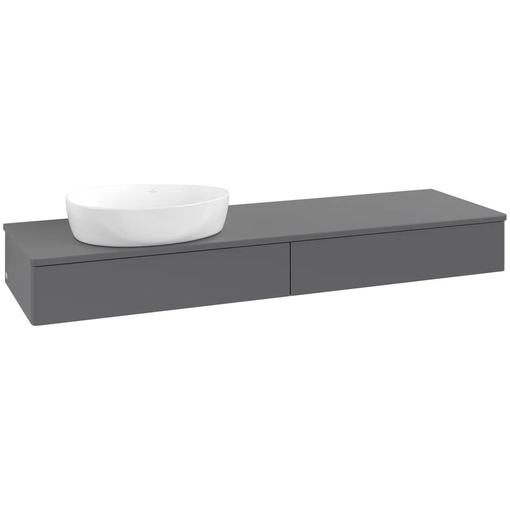 V&B ANTAO SERVANTSKAP 2 SKUFFER GLATT 1600X190X500 VENSTRE U/KRANHULL ANTRASITT v:9925864