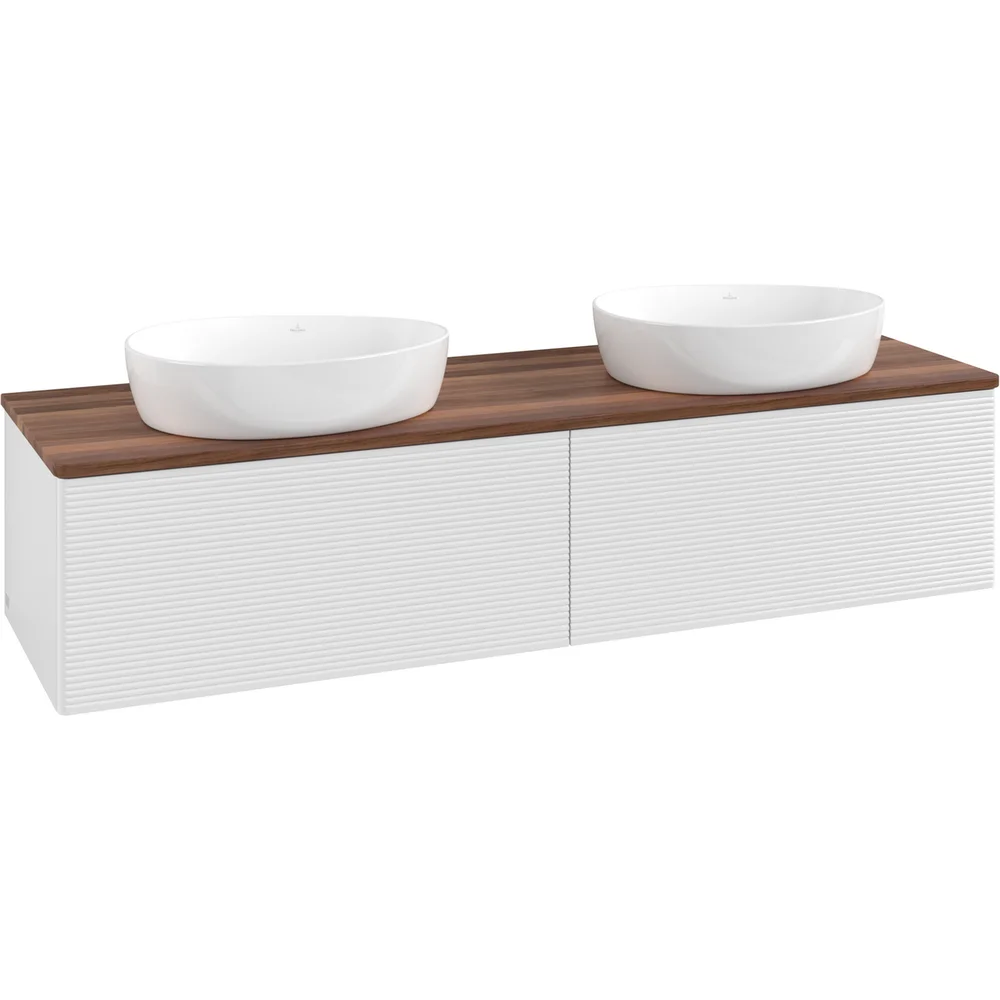 V&B ANTAO SERVANTSKAP 2 SKUFFER RILLET 1600X360X500 FOR 2 SERV. U/KRANHULL HVIT/VALNØTT v:8714388