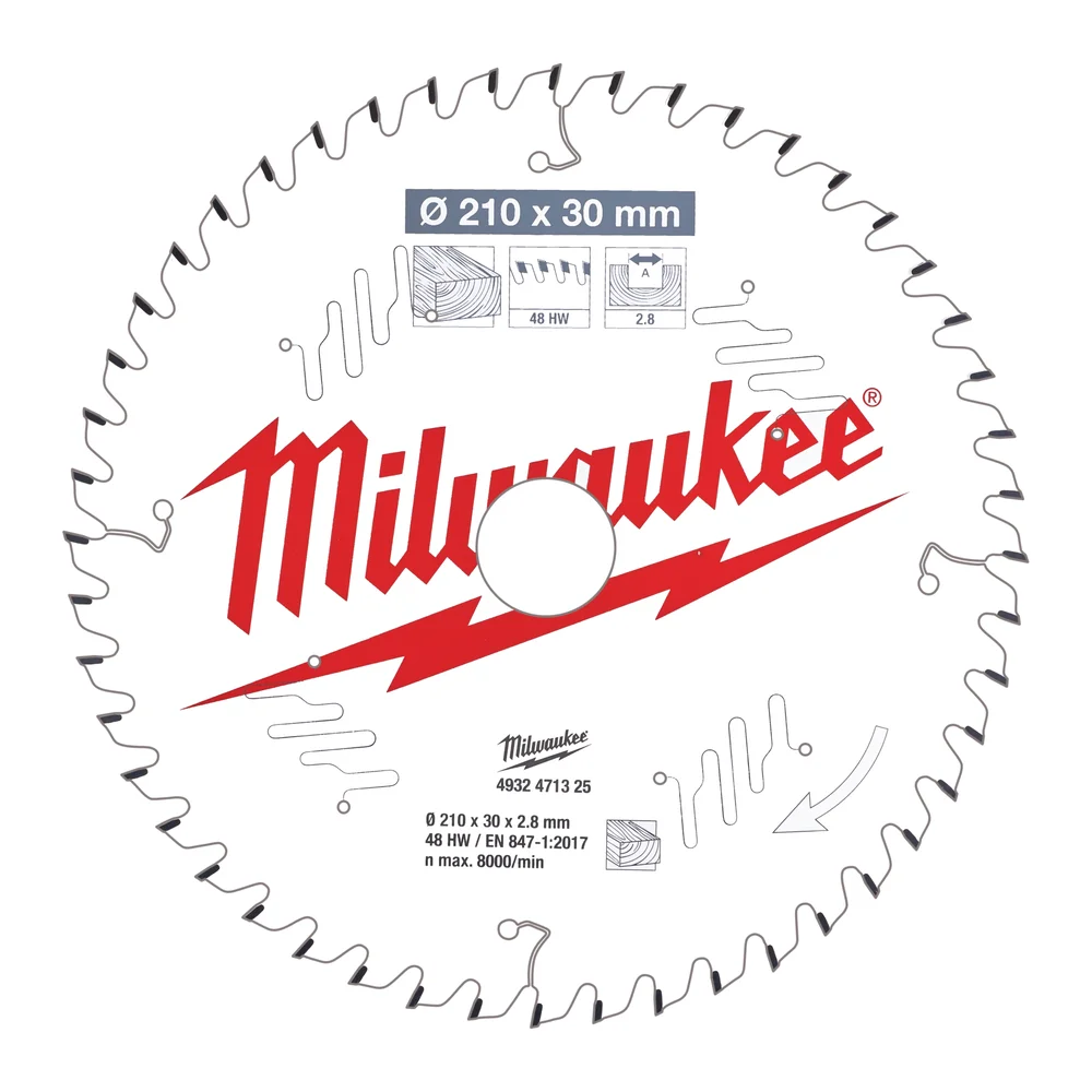 Milwaukee sirkelsagblad W210x30x2.8x48 v:9907794
