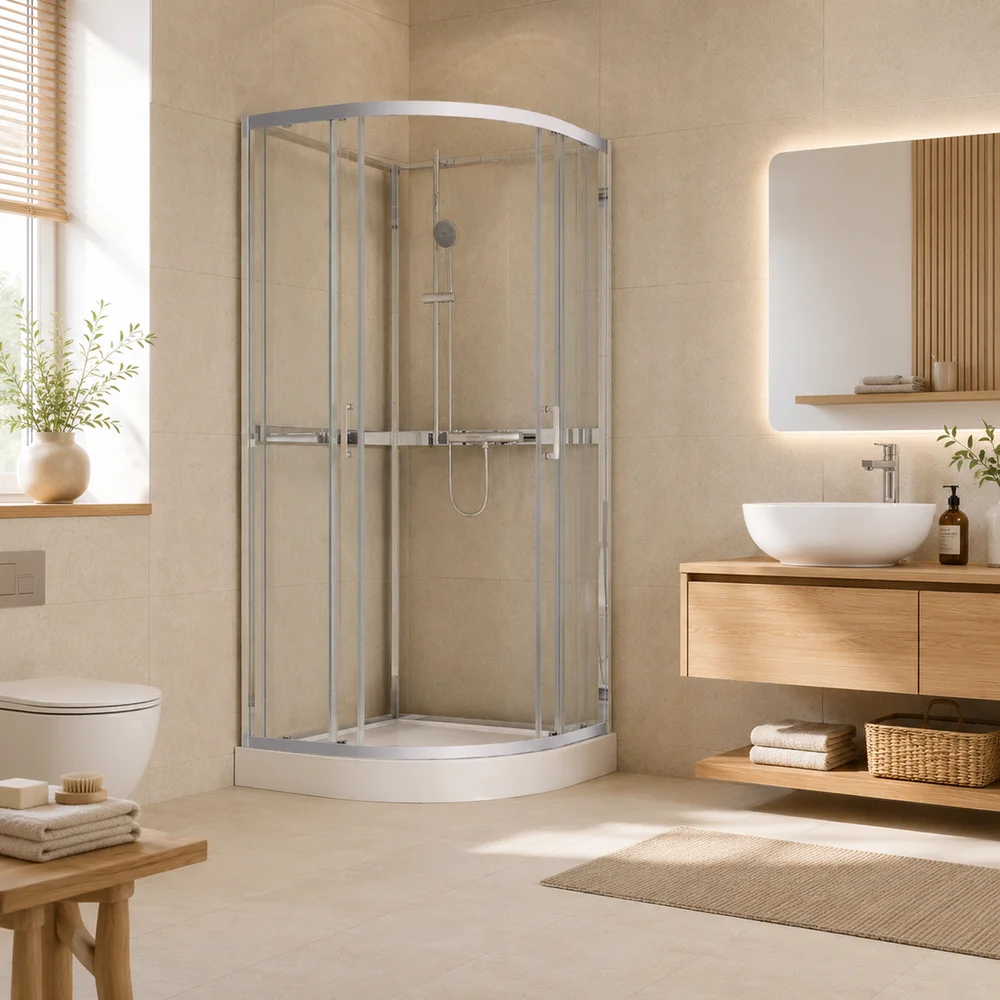 CELESTE TRENTO BUET DUSJKABINETT 80X80X208 CM M/SIKKERHETSFOLIE KROM v:5305607